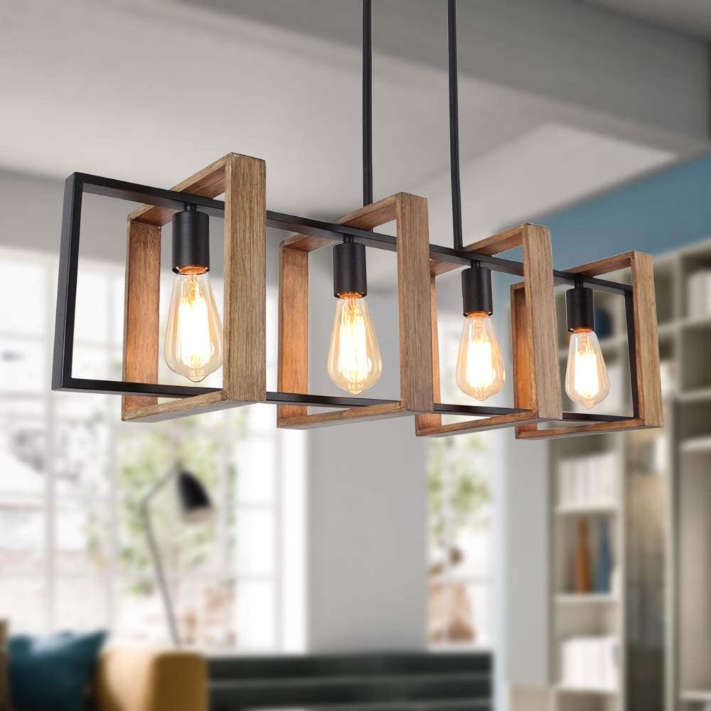 Decorative kitchen island lighting in a room